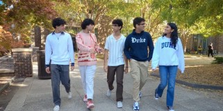 Duke University students walk