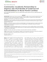 Th Journal of School Health 2021 Stewart Community Academic Partnership to Improve the Oral Health of Underserved