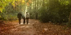 Healthy people healthy. Carolinas, parents walking in woods