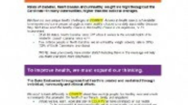 Key Messages - Healthy People, Healthy Carolinas