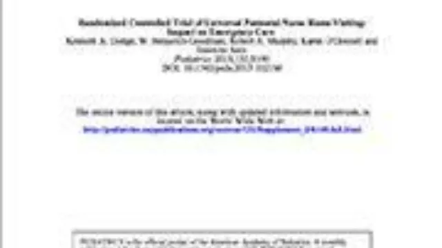 Randomized Controlled Trial of Universal Postnatal Nurse Home Visiting: Impact on Emergency Care
